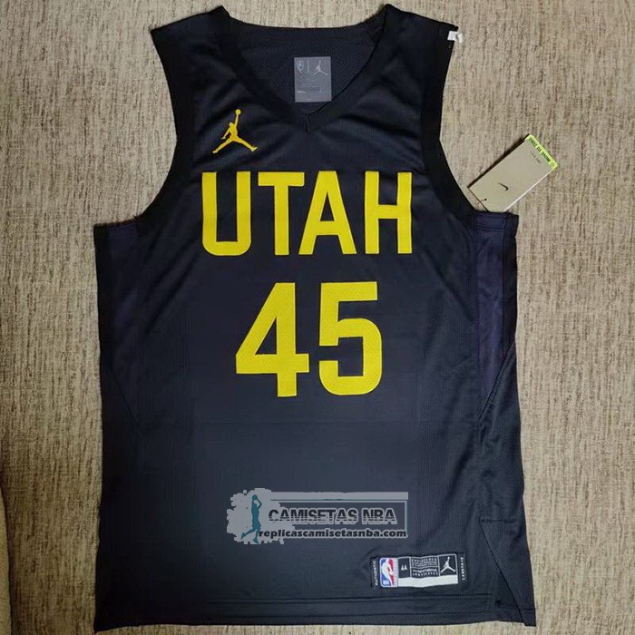 Camiseta Utah Jazz Donovan Mitchell NO 45 Statement Autentico 2022-23 Negro